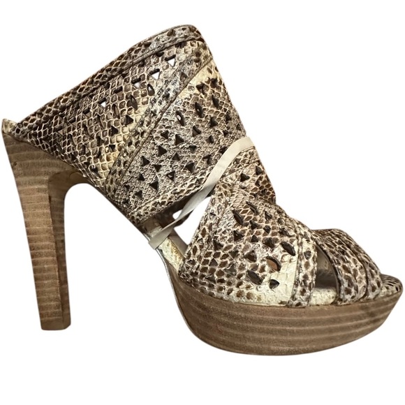 BCBGMaxAzria Shoes - BCBGMAXAZRIA Galinac Python Peep Toe Mules/Slides Heels Platforms Pumps - Size 8